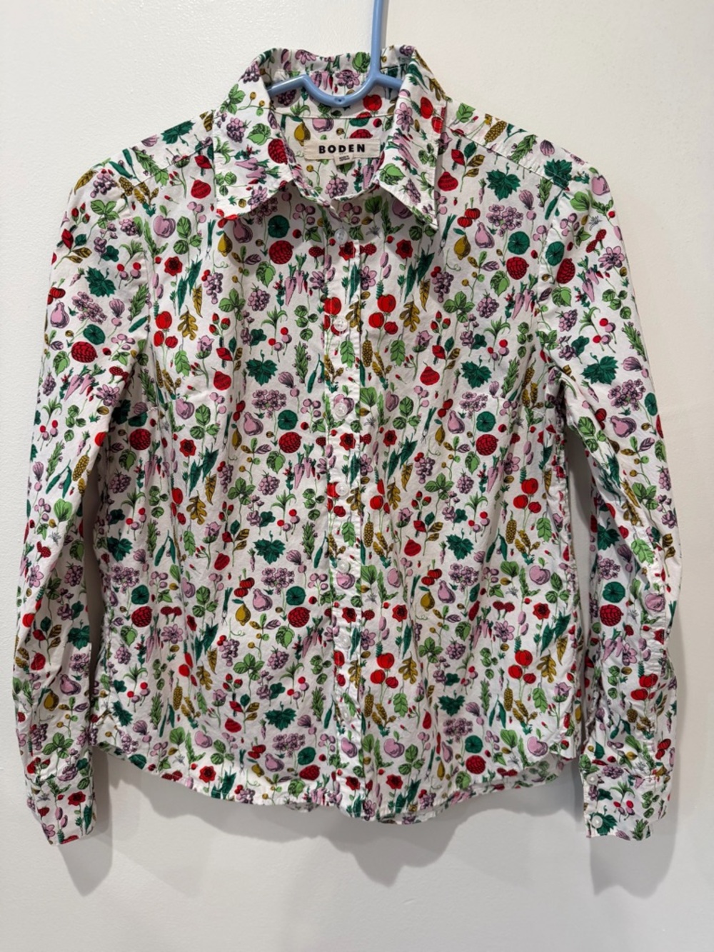 Boden Fruit Floral Print Button Down Shirt Petite US 2 UK 6P Cotton - Picture 2 of 4